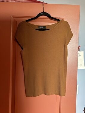 Jones New York Ribbed Short-Sleeve Top - Rust Brown